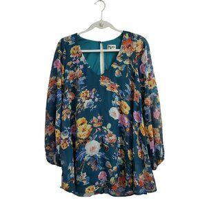Show Me Your Mumu Tunic‎ Mini Dress Small Donna Michelle Green Floral Lined